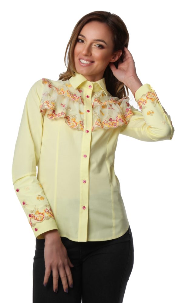 camasa galbena cu dantela