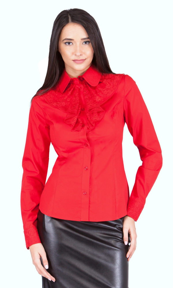 camasa rosie cu jabou lat din dantela
