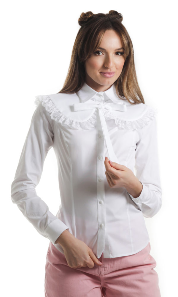 camasa alba cu guler mare detasabil
