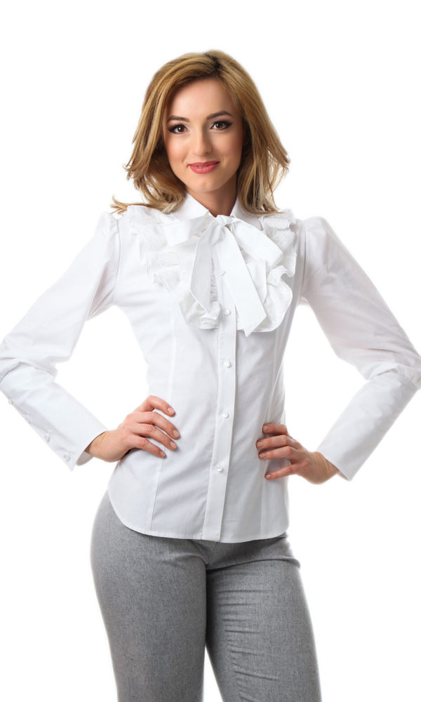 camasa alba cu jabou bogat