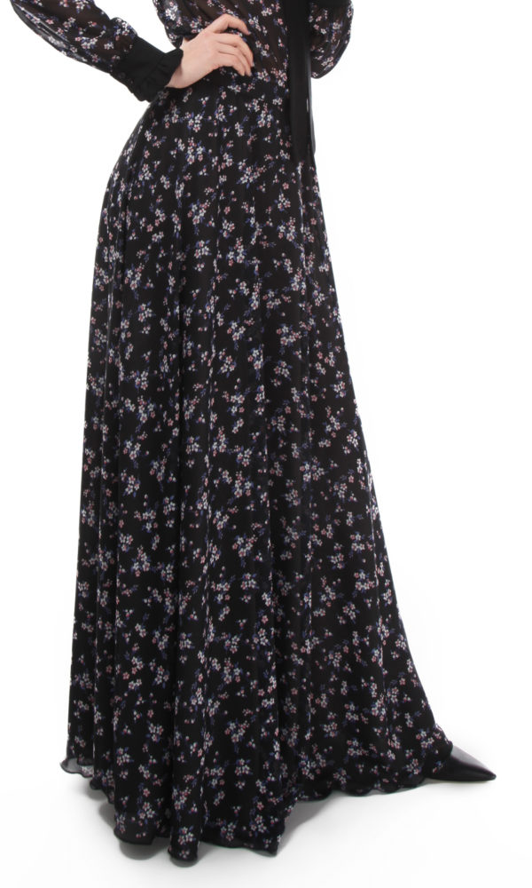 fusta maxi neagra cu flori