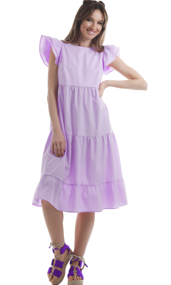 rochie violet cu volanase